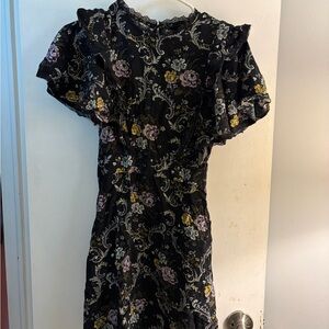 Art Class Black Dress with Floral Design